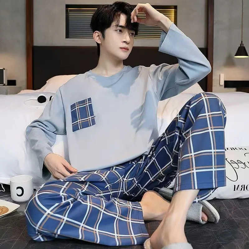 Pajama Mens Set Long Slve Black Striped Fall and Winter Youth dent Nightwear Loungewear Two Piece Slpwear Homewear 260327 S260924Y4HP