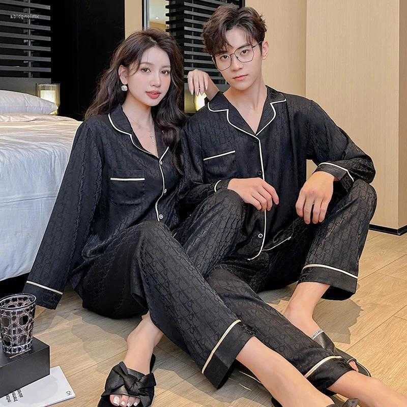Slpwear Womens Jxgarb Autumn Ice-silk Women Men Couples Pajamas Sets Female Male Lovers Satin Pijamas Nightwear S260924X9XI