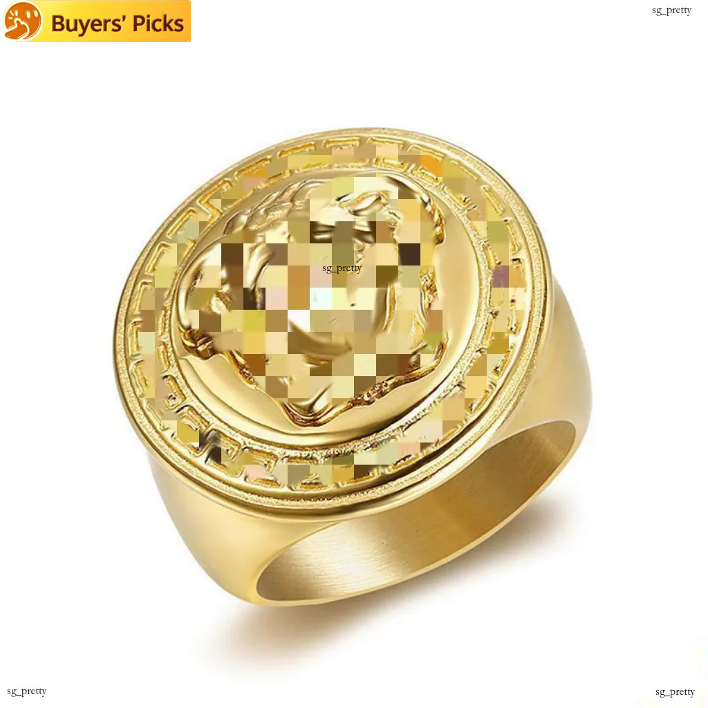 18K Bague en acier titane plaqué or de créateur de la mythologie grecque bague pour hommes Hip Hop High street Fashion Classic Band anneaux bijou
