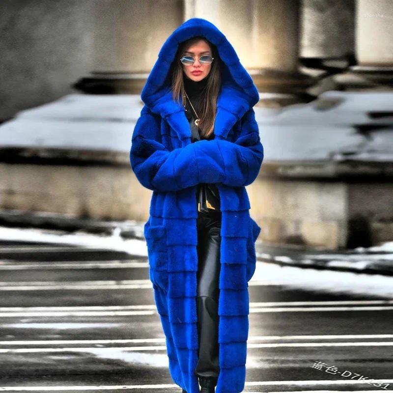 Women's Fur TPJB Casual Faux Coat Women Hoodies Furry Thick Warm Long Jacket Slim Winter Casaco Feminino 5XL