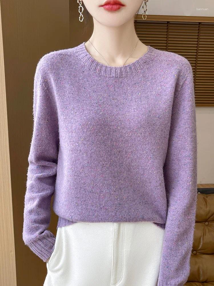 Women's Sweaters Autumn And Winter Pure Wool Pullover Sweater Round Neck Long Sleeved Knitted Korean Fashion Top 89