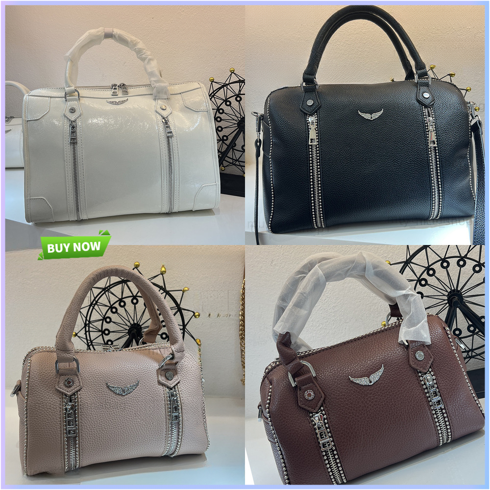 NEW Master quality designer bag women luxury zadigevoltairs shoulder bag correct wings badge metal chain handbag fashion rivet zv tote bags top gift