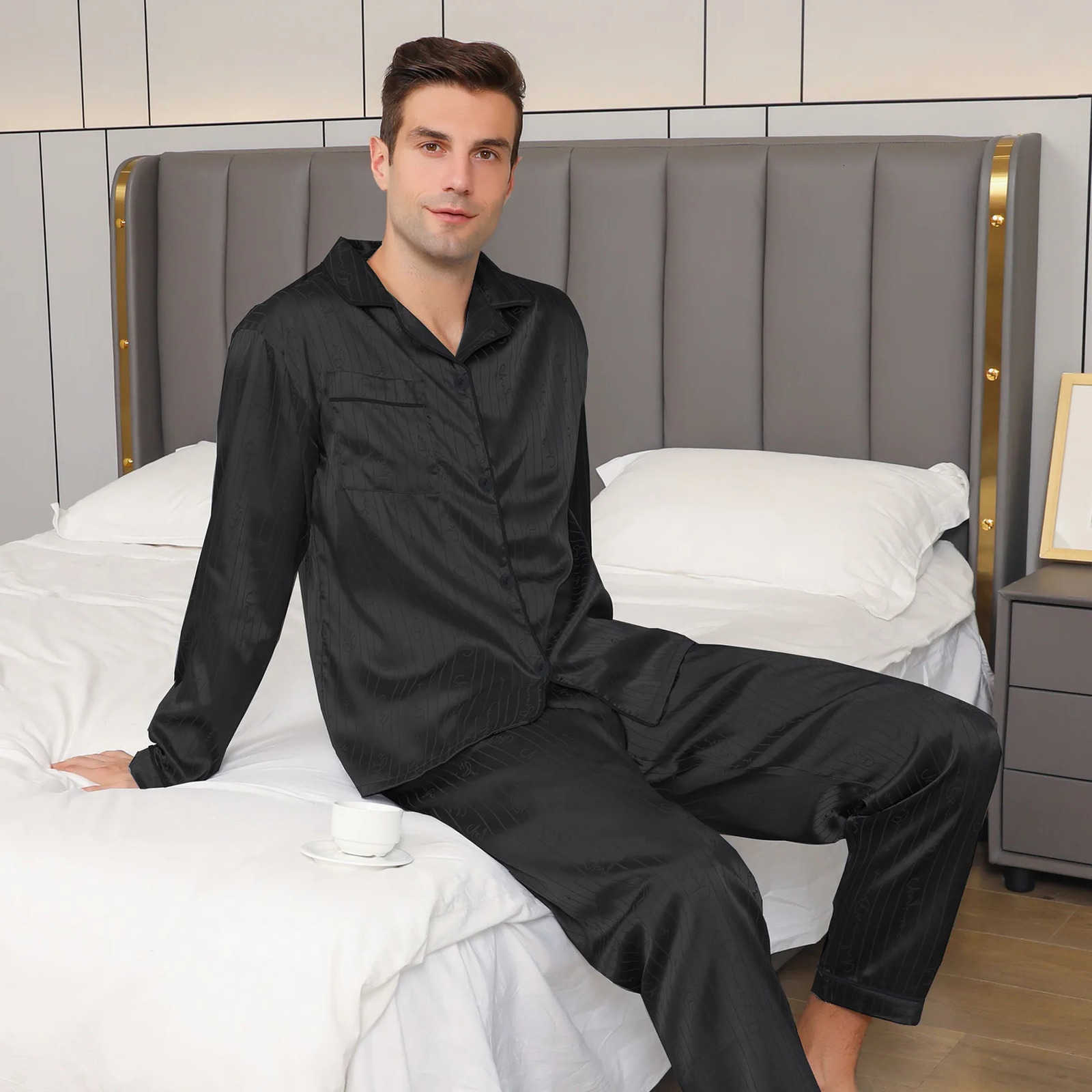 pajamas Mens long summer ice beautiful home clothes mens spring and autumn casual thin cardigan can wear out two suits 260525 S260924FKIB