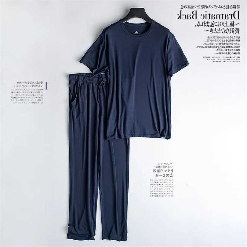 spring Mens and summer pajamas twopiece shortslved trousers thin large size loose sports home wear suit S26092498HI