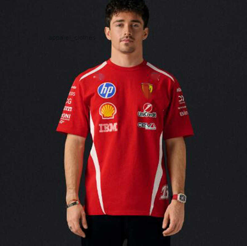 Wholesale Ferrari driver red loose short sleeved T-shirt for men and women F1 racing cooperation series short sleeved shirt Ferrari F1 t shirt