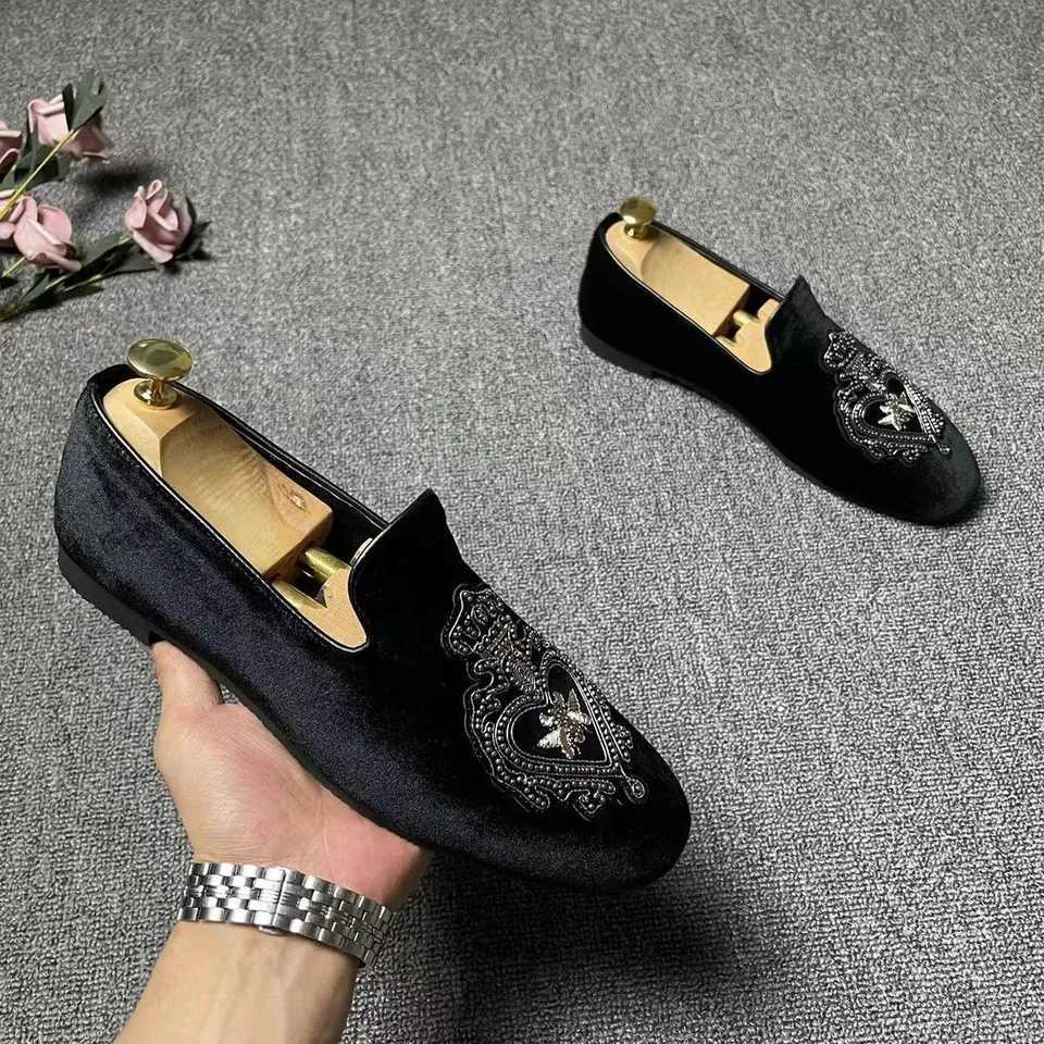 man shoes for wedding Embroidery loafers man luxury black shoes luxury designer tuxedo shoes business groom zapato formal hombre X260729