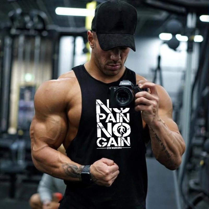 NO PAIN GAIN GYM WARRIORS Clothing Mens Cotton O neck Fitness Tank Tops Summer Bodybuilding Singlets Sports Sleeveless Shirt 260728