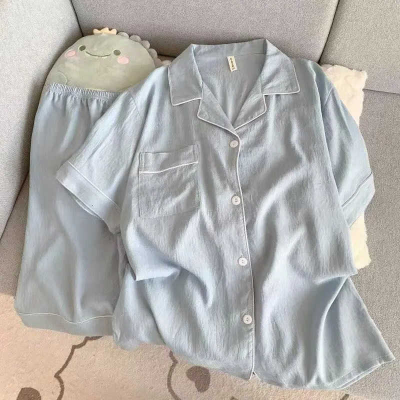 Pajama Mens Set Solid Color Short Slve Lapel And Elastic Shorts Plus Size Pajamas Summer Loungewear Slpwear S26092437GH