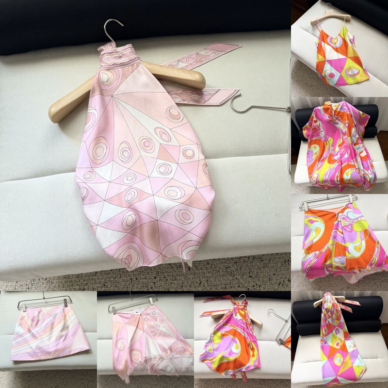 Pucciee Occhi Print Silk Vest Shorts Sleepwear Women Sexy Halter Cape Top with Chain Summer Reosrt Vacation Beach Yacht Dress