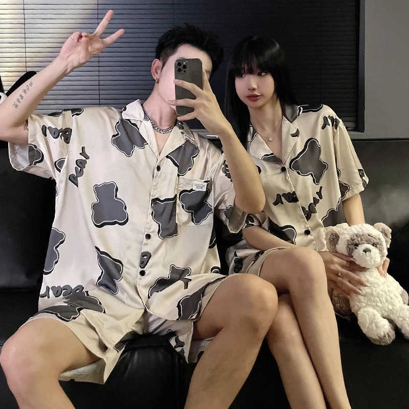 Pajamas Couple Summer Ice Silk Cartoon dent plus Size Plus size 0000kg Thin Mens and Womens Homewear pijama mujer 260525 S260924OYRJ