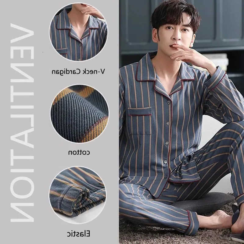 Mens Spring Fall and Winter LongSlved Long Pants MiddleAged Thin Section Pajamas Slpwear Homewear Suit Loungewear 260327 S260924P1J3