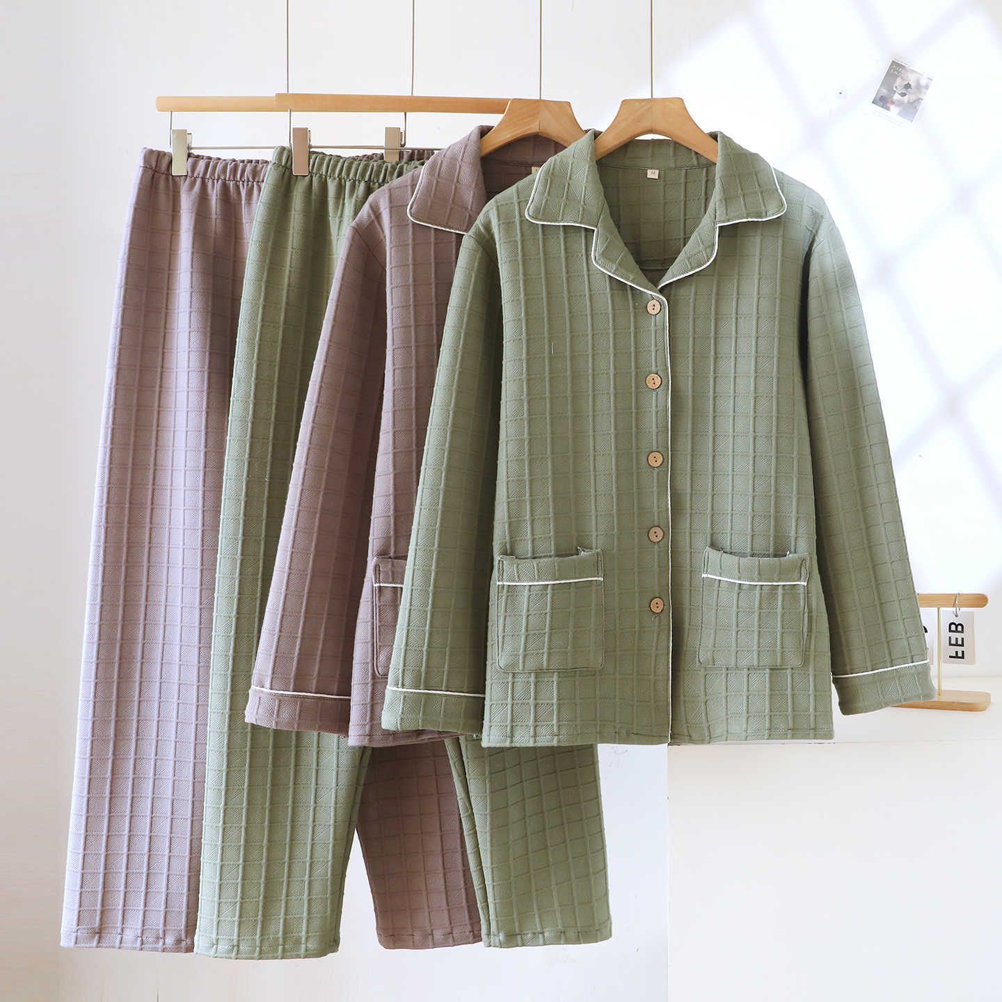couple New Slpwear winter pure cotton thick long slved air cotton sand mens home clothes spring and autumn style set S26092469R7