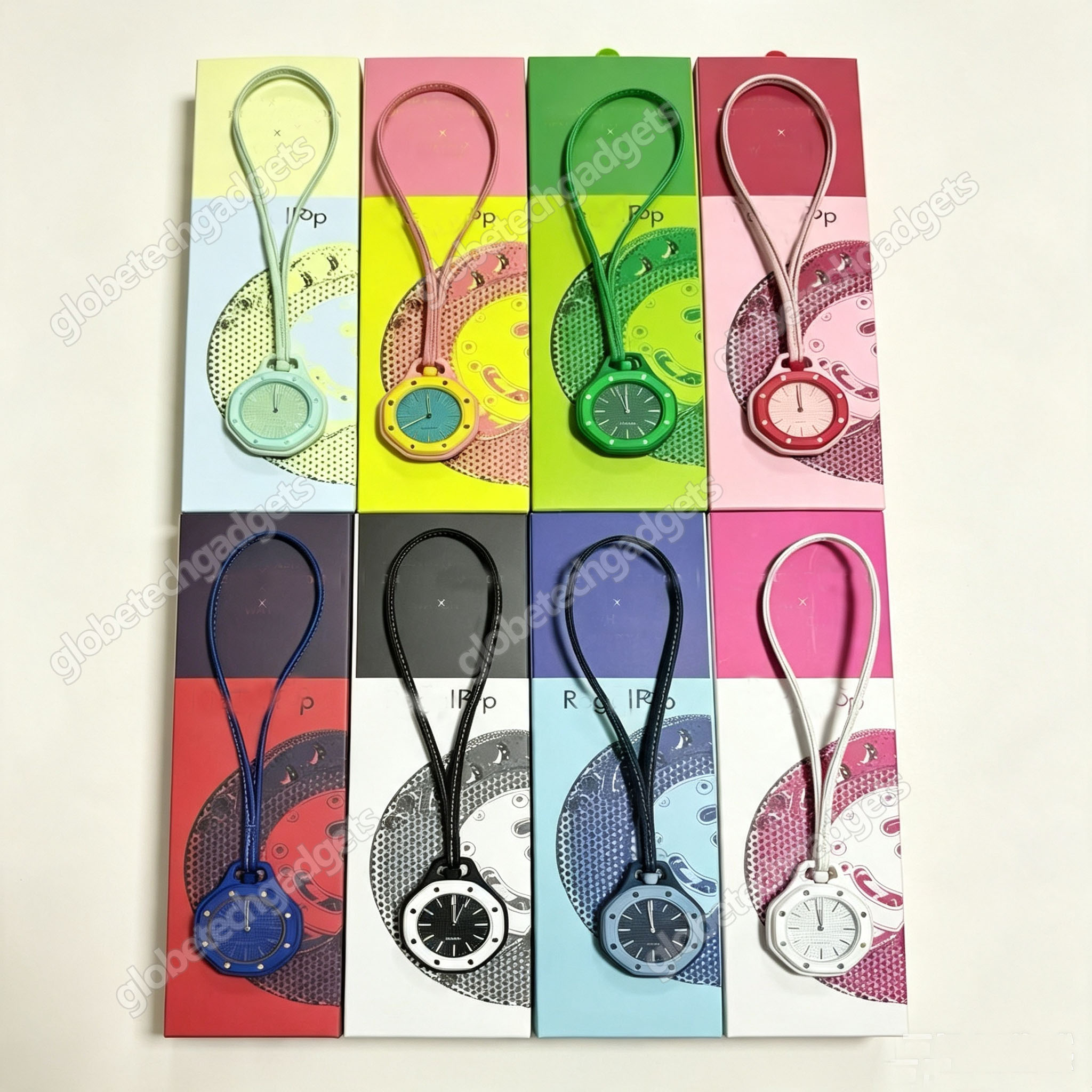 Montre de poche octogonale à pendentif suspendu, quartz mécanique automatique, montre S avec étui en silicone de 8 couleurs et lanière en cuir, h