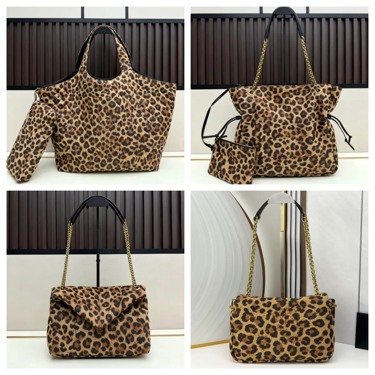 Luxury Designer Leopard Print Women Handbag Series Multi Styles Large Shoulder Shopping Bag Chain Crossbody Flap Bag Drawstring Ladies Purse Weekend