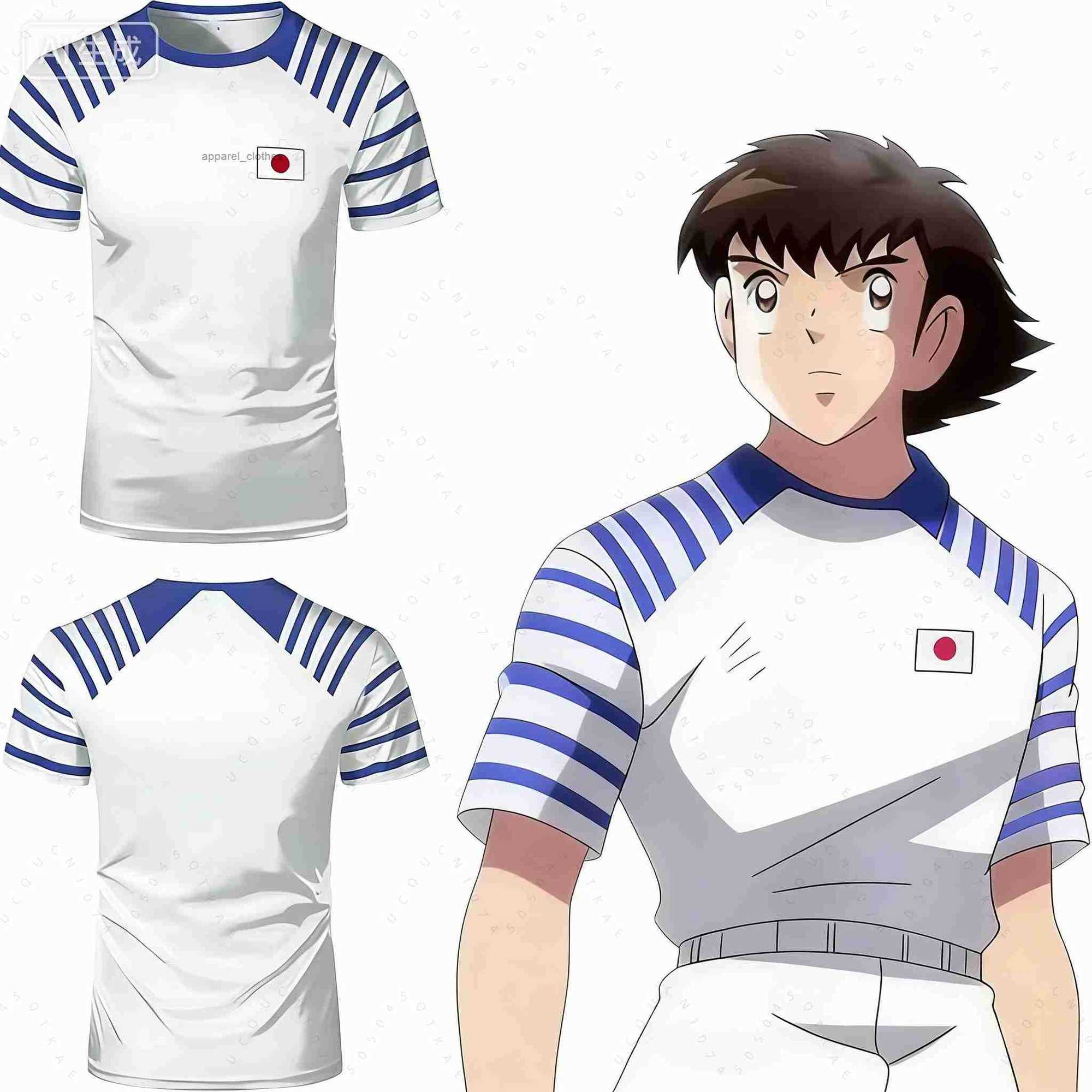 Captain Tsubasa Anime Mens And Womens T-Shirt Japanese Flag Print Summer Short Sleeve Casual Tee Sports Kid Tops