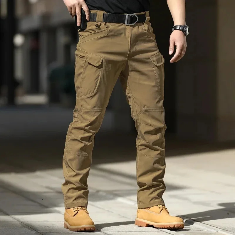Mens Waterproof Cargo Pants Elastic Multiple Pocket Military Male Trousers Outdoor Joggers Pant Plus Size Tactical Pants Men 260727BJ