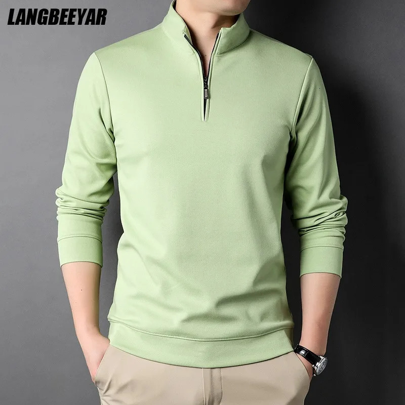 Top Grade Fashion y Zipper Polo Shirt Men Casual Plain Korean Solid Color Long Sleeve Tops Mens Clothing 2026 260728