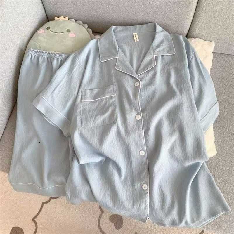 Pajama Mens Set Solid Color Short Slve Lapel And Elastic Shorts Plus Size Pajamas Summer Loungewear Slpwear S2609246QVL