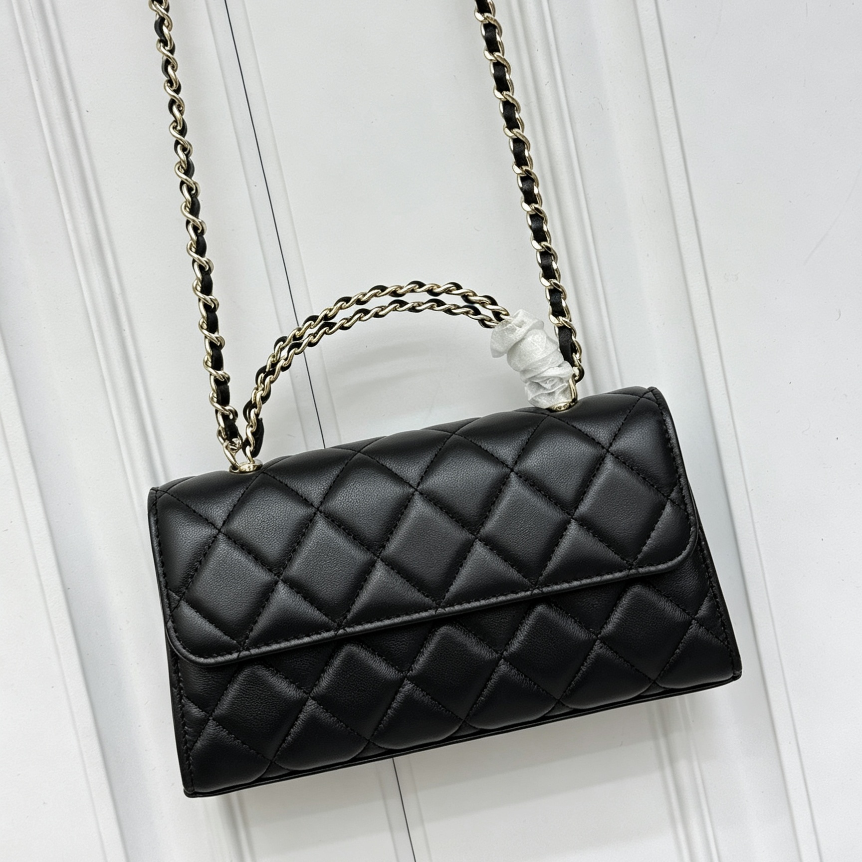 Designer Women Caviar Leather Shoulder Bag Wallet On Chain Bag Diamond Matelasse Flap Crossbody Purse Gold Tone Interwoven Chain Handbag