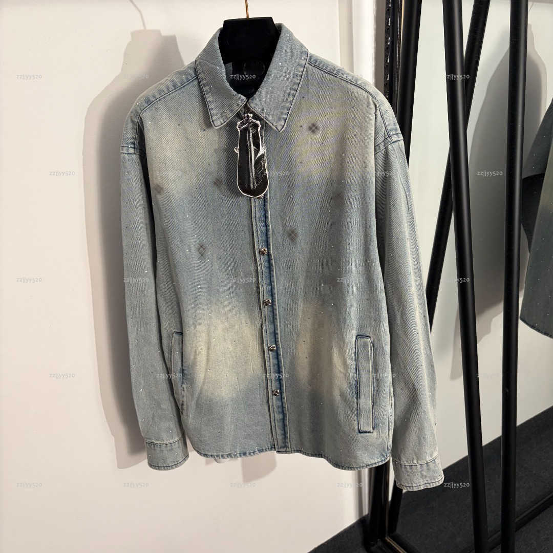 Brand Jackets Womens lapel long sleeved denim Coat Women Casual Long Sleeve Loose washed distressed Cross pattern jacket women designer clothes A397