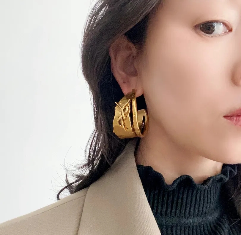 New Luxury Master Design Fashionable High Quality Gold Large Earrings Women's Beautiful Jewelry Accessories-58888888