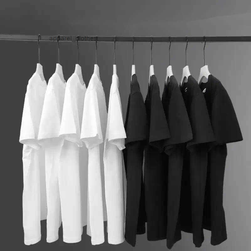 Mens T Shirts 200gsm Heavy Oversized Plain T-Shirt For Men Summer HighQualtity Short Sleeve Tee Cotton Solid Color Trendy Casual White Top