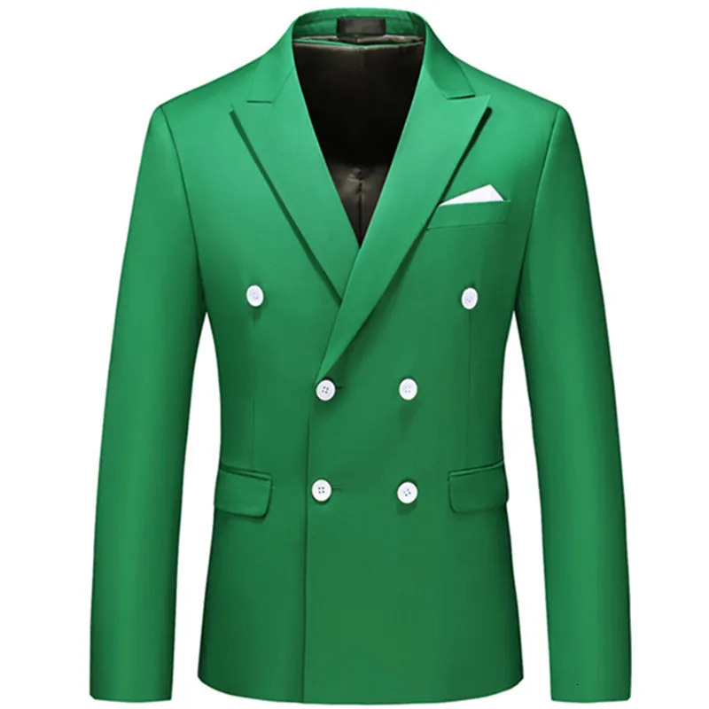 Plus Size 6XLM Mens Double Breasted Blazer Classic Solid Slim Fit Suit Jacket Formal Office Business Wedding Casual Blazers 260728
