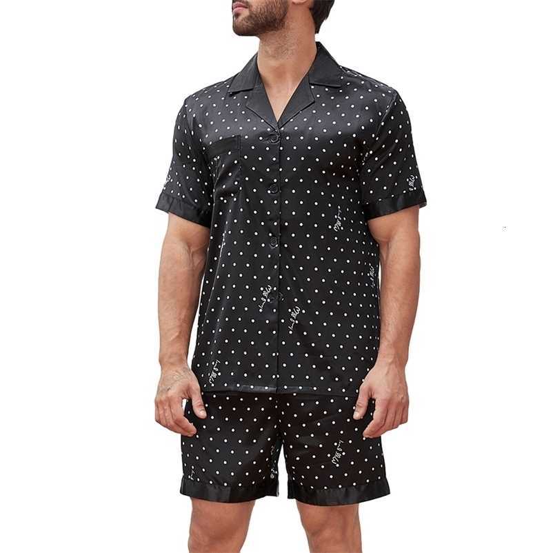 Silk Men Satin Pajamas Sets Short Slve Slpwear Button-Down PJs Sets Two-Pieces Loungewear S260924MH5R