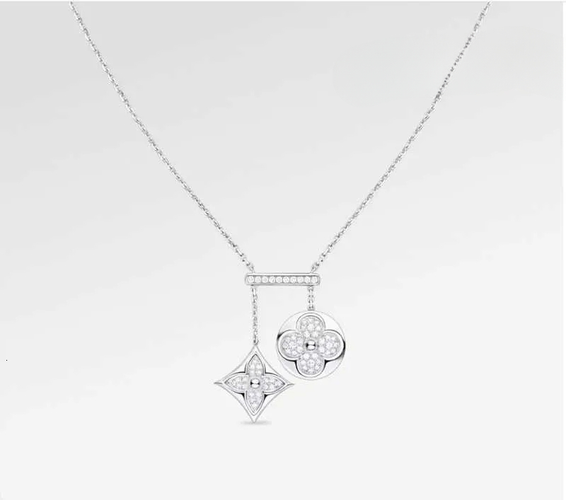 Designer With Box Fashion Classic Silver Diamond Necklaces Pendants Stainless Steel Silver Plated Luxury Necklace for Women Valentines Day Wedding J