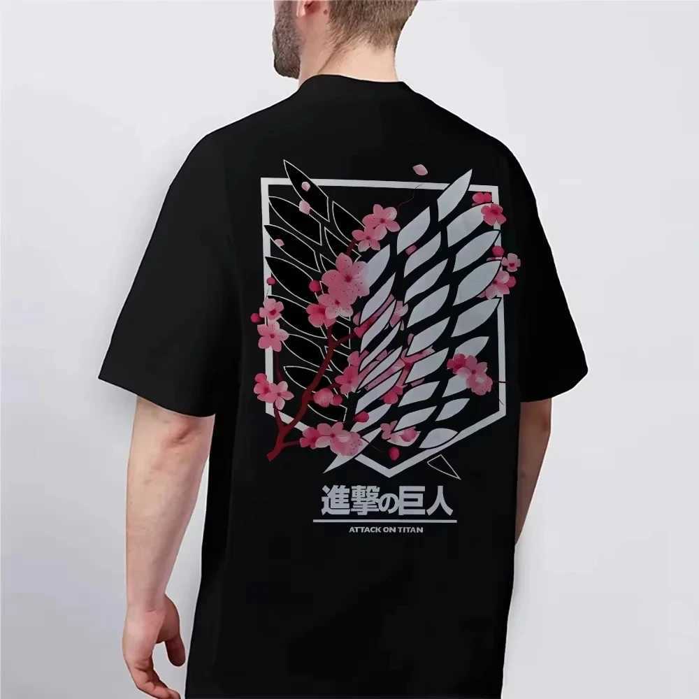 Aanval op Titan Vleugels van Vrijheid Roze Kers Bedrukt T-shirt Heren en Dames T-shirt Heren Topsport T-shirt Heren T-shirt X260729
