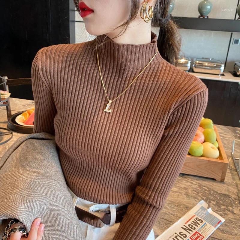 Women's Sweaters Elegant Solid Basic Knitted Tops Women Turtlneck Sweater Long Sleeve Casual Slim Pullover Korean Fashion Simple Chic 1c