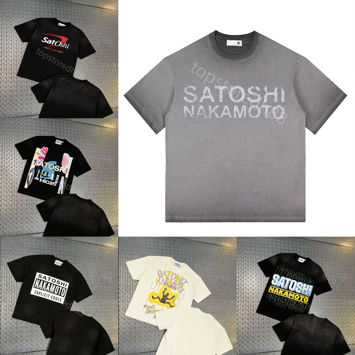 Satoshi T-Shirt for Men and Women Breathable 100% Cotton Crew Neck Short Sleeve Shirt Loose Fit Athleisure Designer Tee Black and White Embroidered