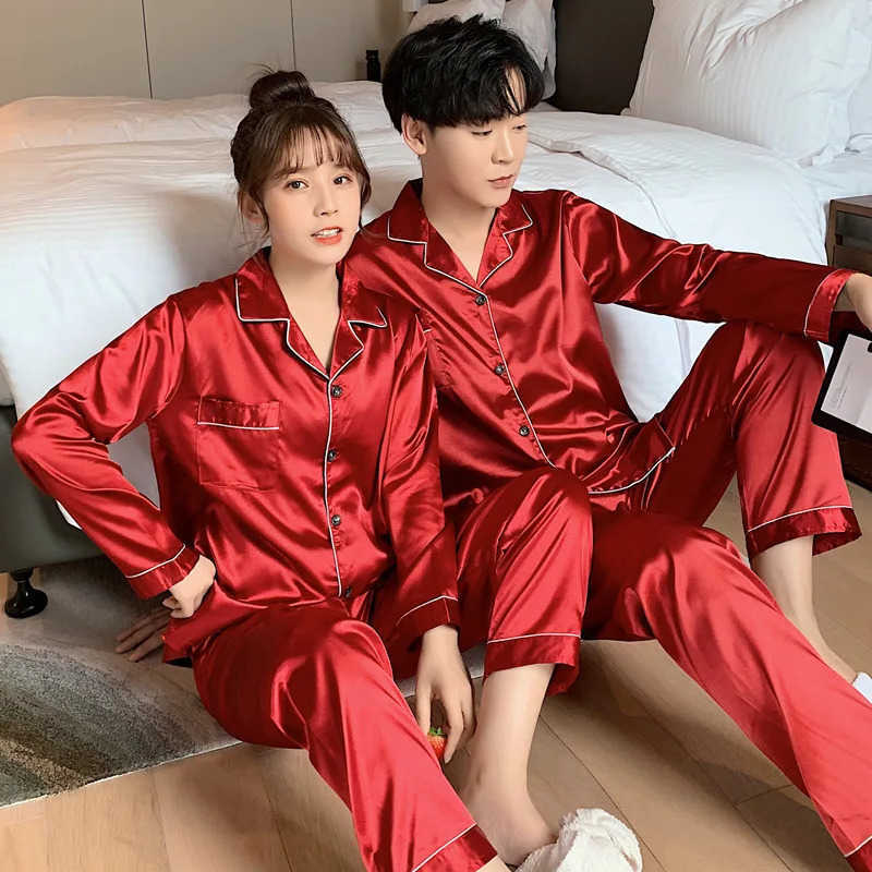 Solid Mens Color Acetate Satin Pajamas Set Two-Piece Button-Down Loungewear with Relaxed Fit S260924O6JU