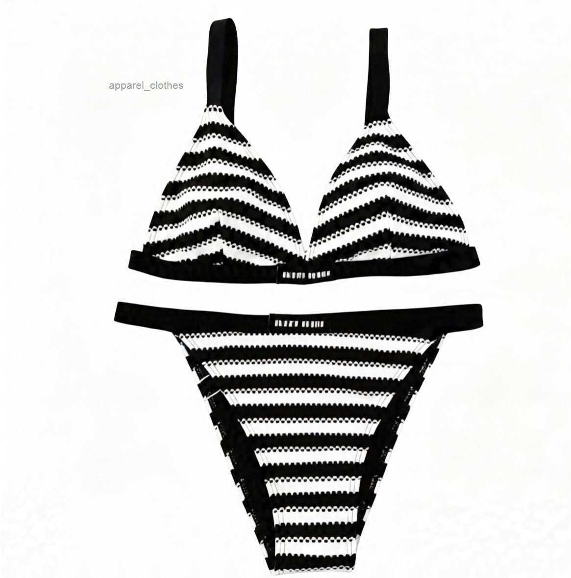 Womens Black White Stripe Check Bikini Summer Two Piece Bathing Suit Soft Comfortable Beach Swimwear Ladies Seaside Pool Vacation Travel Party Wear