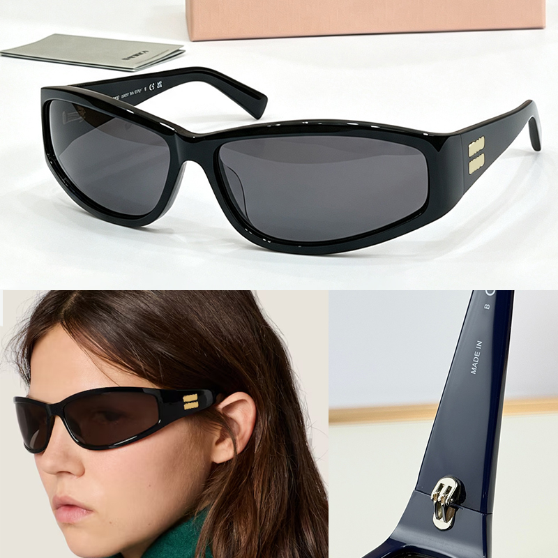 SMUC06 Womens Eyewear Collection Designer Sunglasses Wraparound Narrow Rectangle Sun Glasses Large Frame UV400 Protection Modern Style