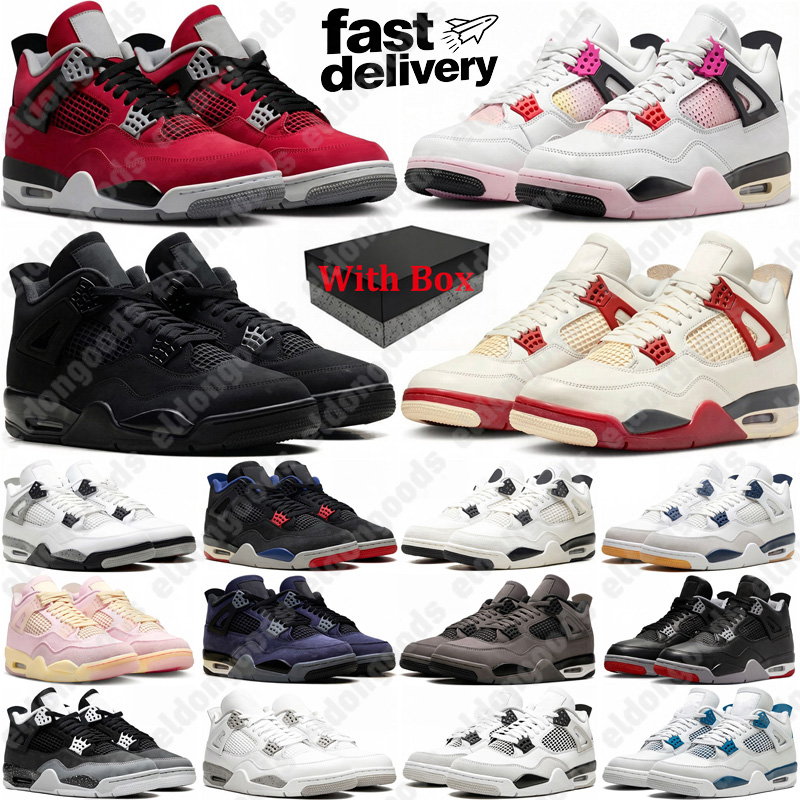 Free shipping With Box Designer 4 fourth Basketball Shoes for Mens Womens 4s Black Cat Toro Bravo White Cement Iced Carmine popular men Trainers Out
