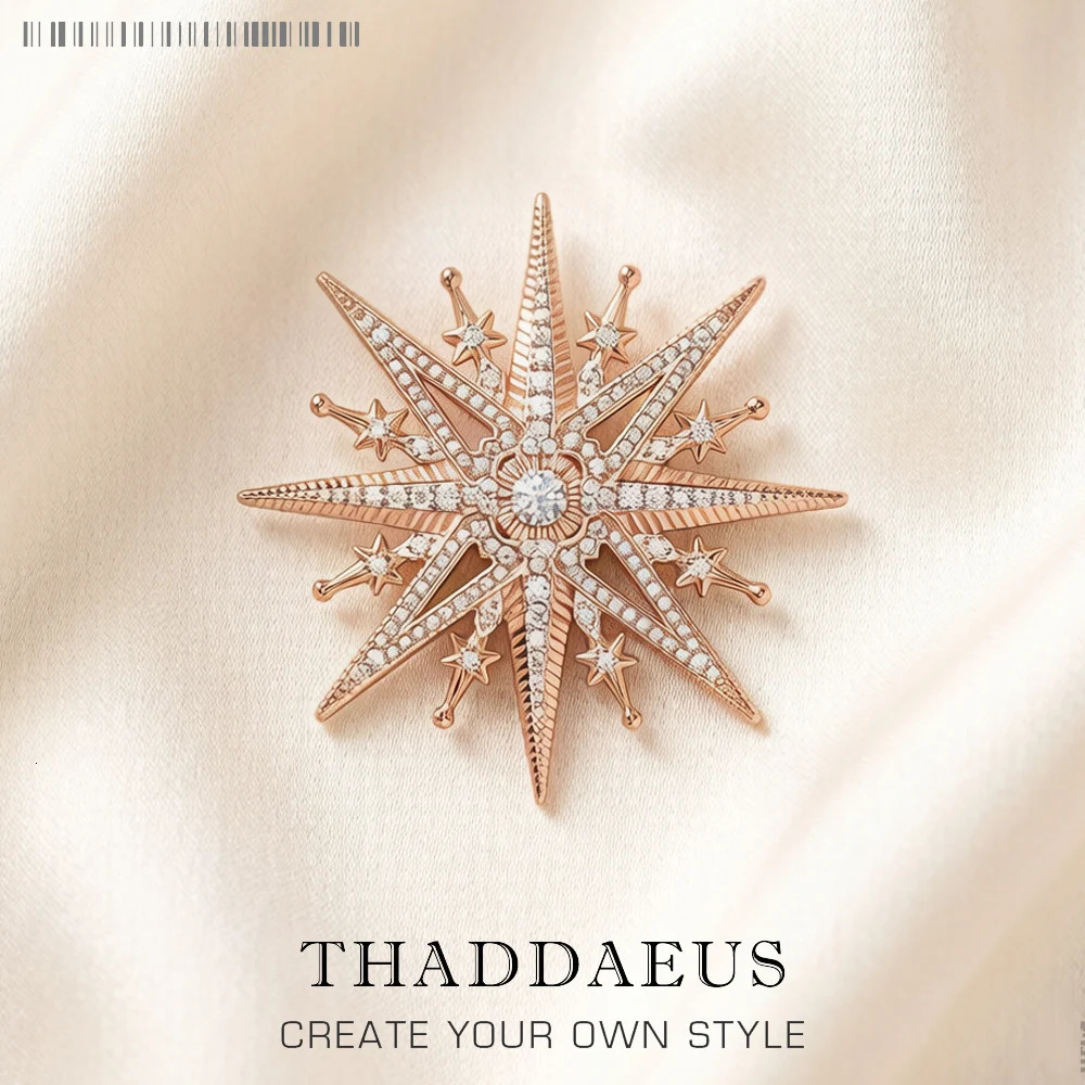 Rose Gold Plated Brooch Star Fine Jewelry Romantic Gift For Women in Pure 925 Sterling Silver 260729BJ