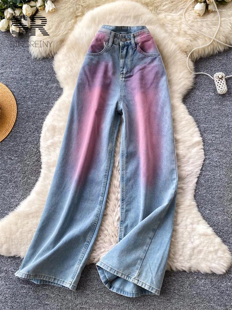 Jeans da donna SINGREINY Gradient Edgy High Street 2026 Designer tascabile in vita ispirato allentato da donna americano moda denim pantaloni lunghi