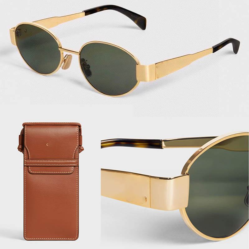 Women Metal Oval Sunglasses CL40235 Classic retro small frame Green lenses Y2K Outdoor Beach Party Women Triumphal Metal Sunglasses