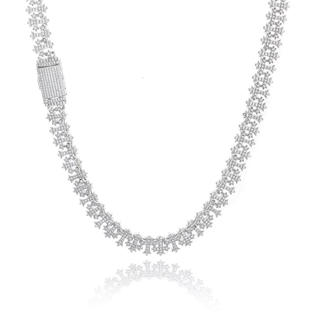 Factory Wholesale Cross Link Chain Fine Jewelry 85mm 925 Sterling Silver Snow Moissanite HipHop Men Women Link Chain Necklace
