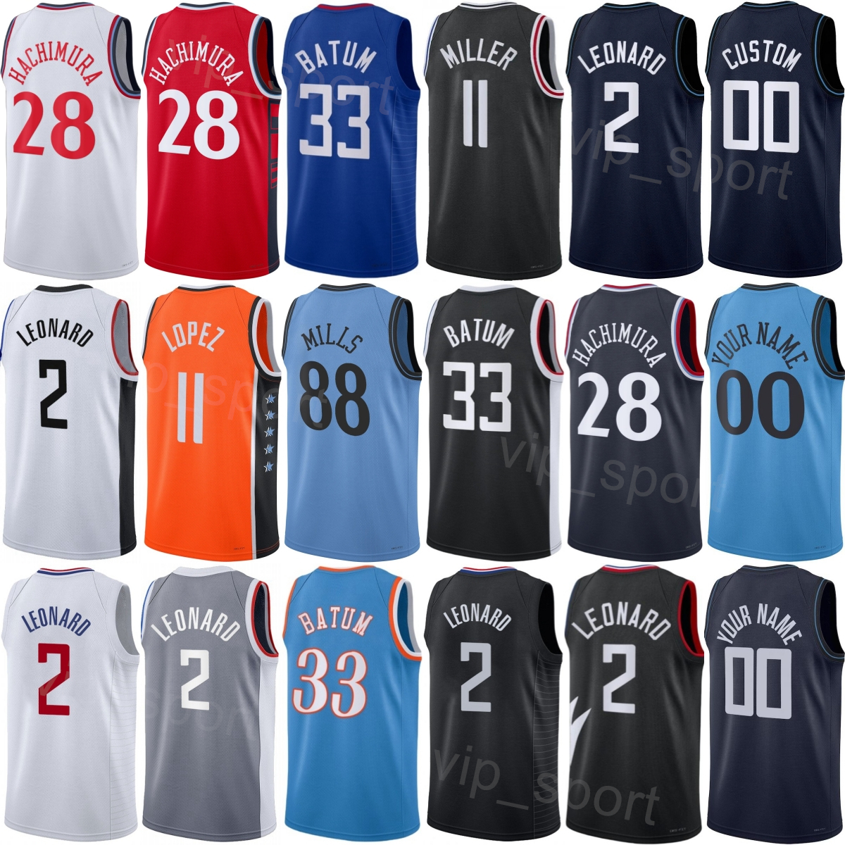 Imprimer 2026 2027 Maillots de basket-ball Baba Miller 18 Nick Martinelli 12 Derrick Jones Jr 5 Brook Lopez 11 Isaiah Jackson 23 Kris Dunn 8 Mill