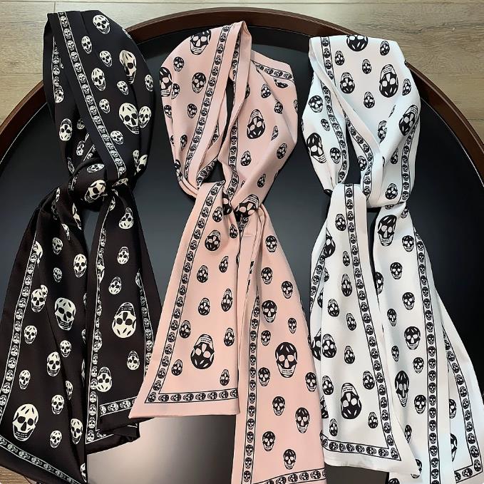 Designer Skull Classic silk luxurious printed women's version and fashionable hair band ribbon versatile suit tied bag wrapped scarf 20 * 160CM