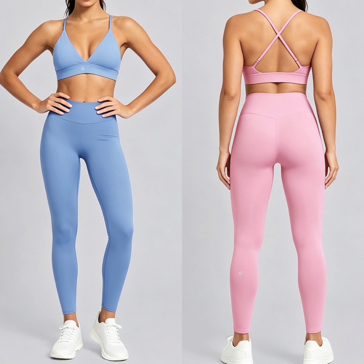 A2602 Sexy Yoga Outfit Featuring V-Neck Top and High-Waisted Bottoms Sports Bra Hip-Lift Long Pants for Fitness Gym Set Workout Set Yoga Set