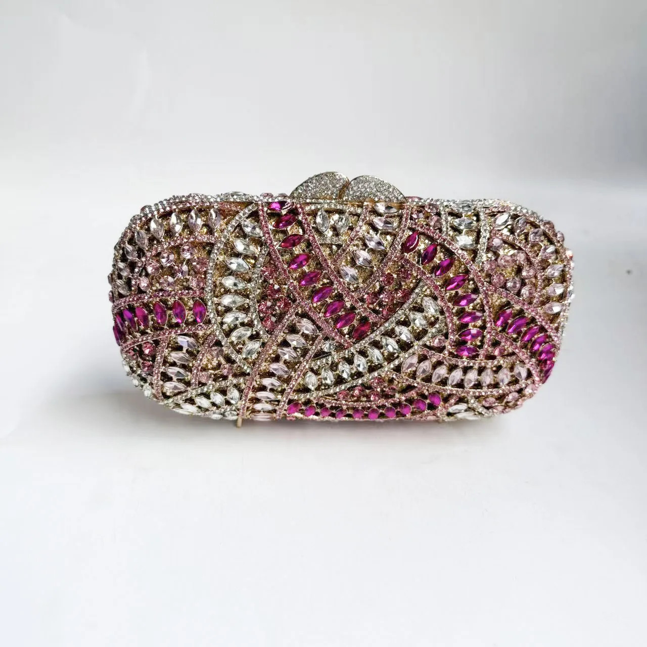 XIYUAN Elegant Purple Crystal Rhinestone Metallic Evening Clutch Bag Women Colorful Diamond Purses Wedding Party Bridal Handbags 260729
