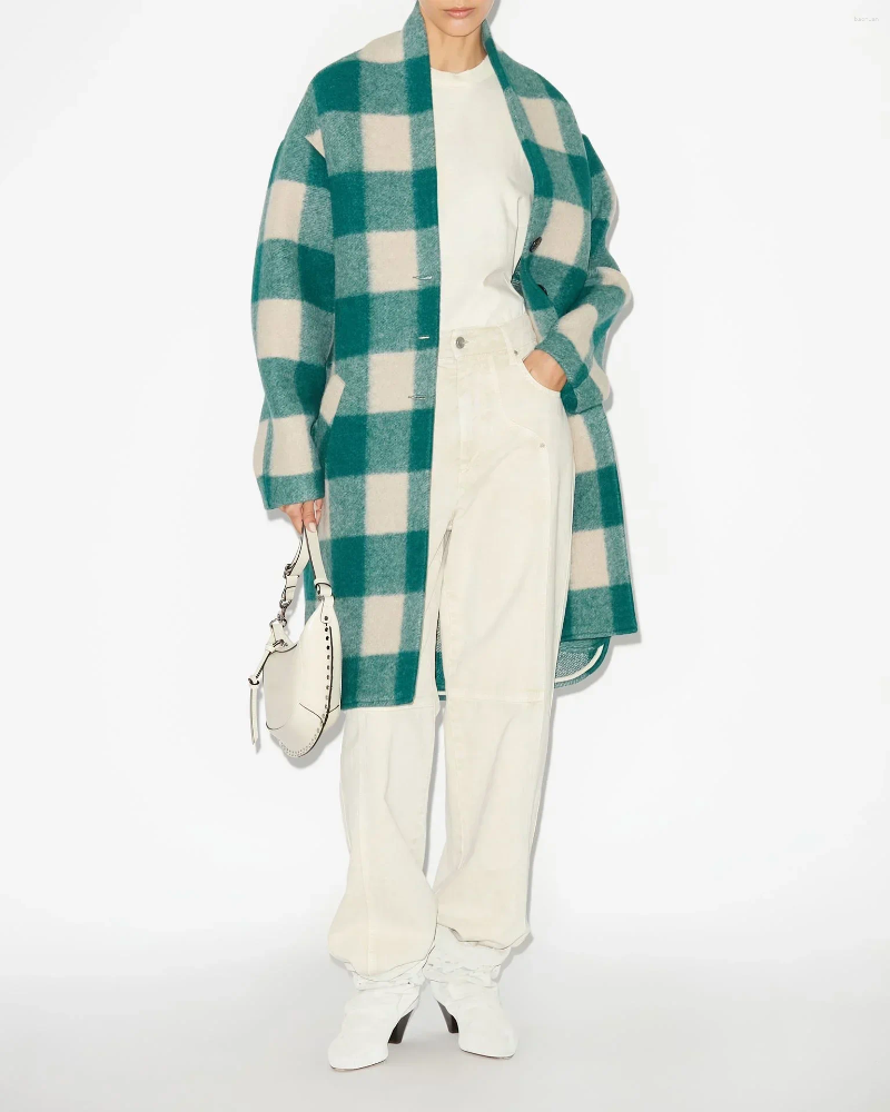 Women's Wool Clearance Price Women Coat Nordic Autumn And Winter Large Profile Double Breasted Drawstring Cotton Twill Trench 1d