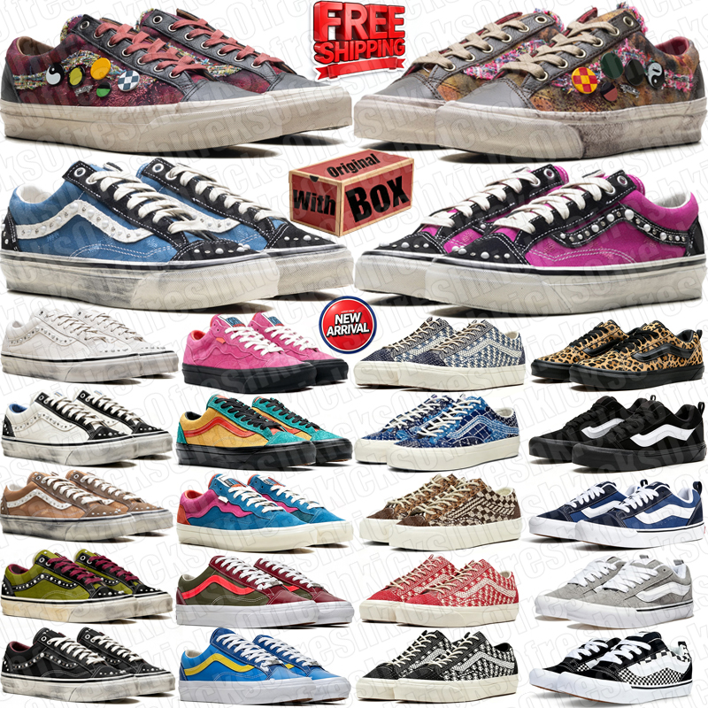 free shipping with box skool pearls distressed canvas sneakers low top street skate footwear fashion multi color casual shoes for men women daily we