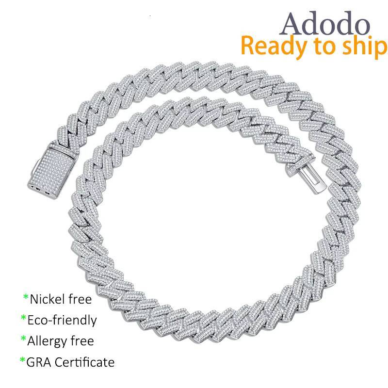 Factory jewelry S925 Sterling Silver 135mm Round Trapezoid Cut Iced Out Hip Hop VVS D Color GRA Moissanite Cuban Link Chain