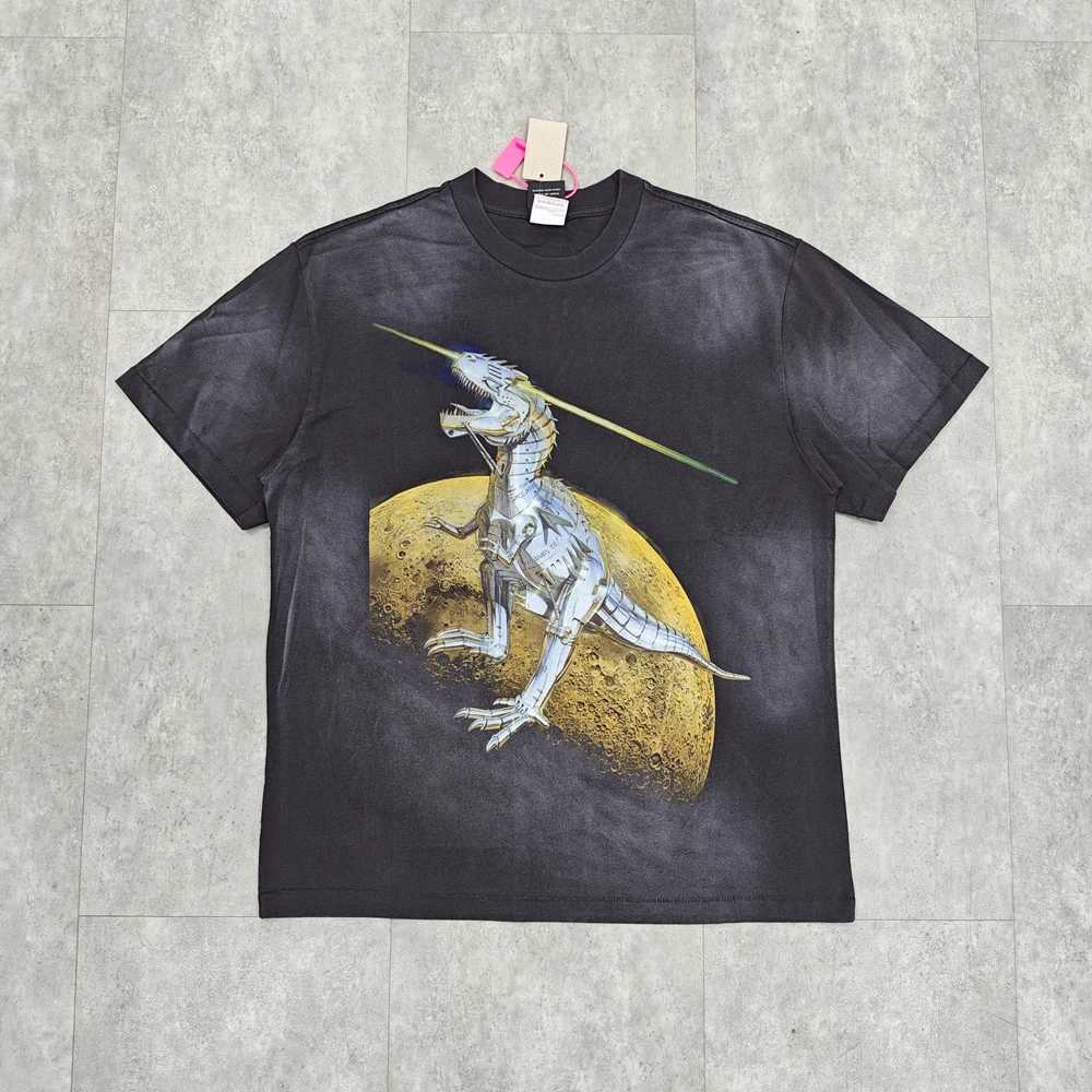 Saint Michael Cyber Punk Dinasour Stampa Design congiunto Top casual T Stampa grafica vintage Cotone Strtwear T-shirt retrò per uomo Distress e lava