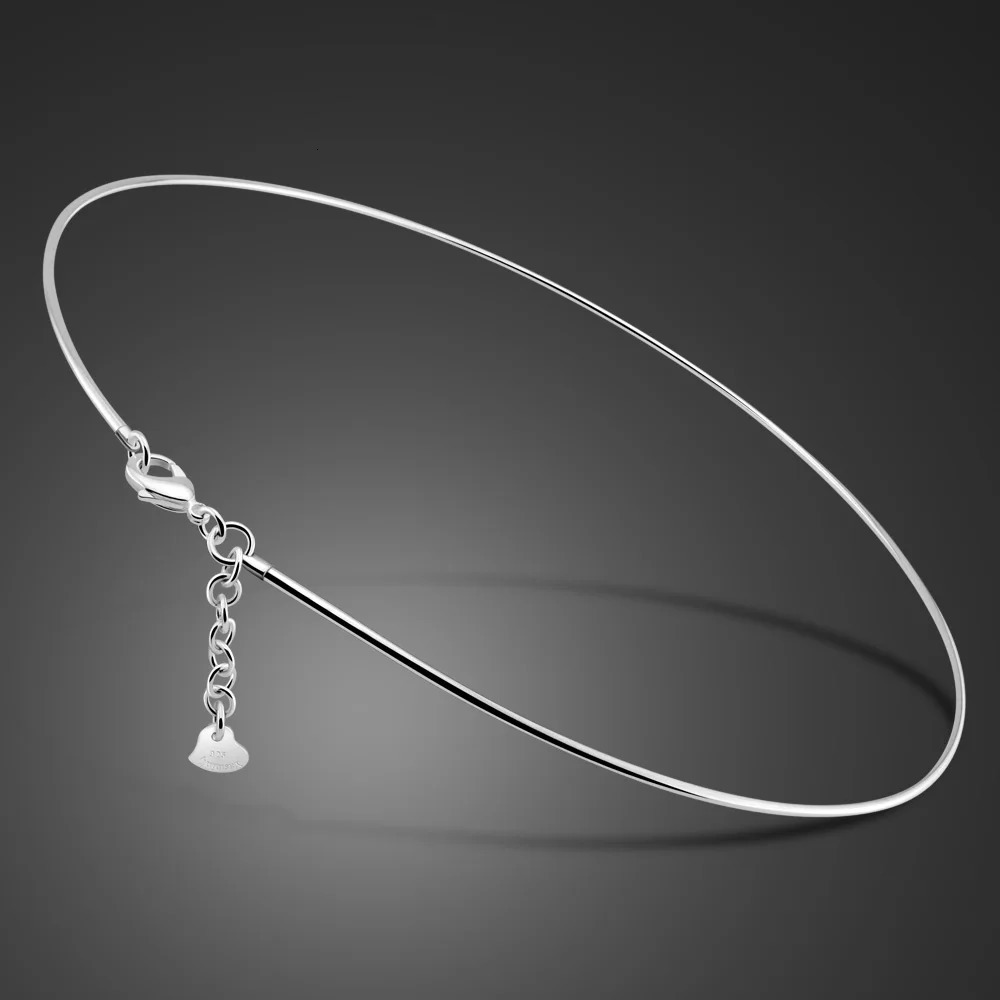 Vintage Simple 925 Sterling Silver Necklace Geometric Choker Shiny And Delicate Collarbone Chain For Womens Golden Jewellery 260729BJ