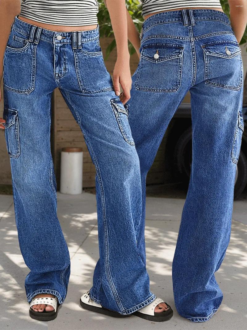 Pantaloni da lavoro jeans da donna, gamba dritta multitasche per il massimo comfort e stile 1d